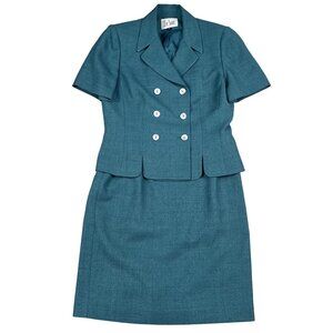 Le Suit Womens Double Breasted Skirt Suit Career Blazer Sz 6